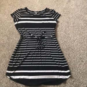 Merona Striped Tee Shirt Dress With Toe Waist Sz L